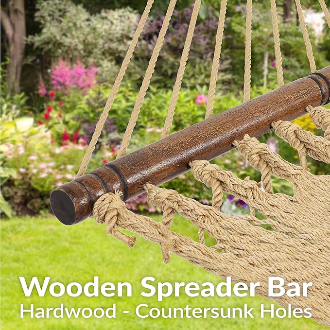 Sunnydaze Soft-Spun Polyester Rope Double Hammock - Image 2