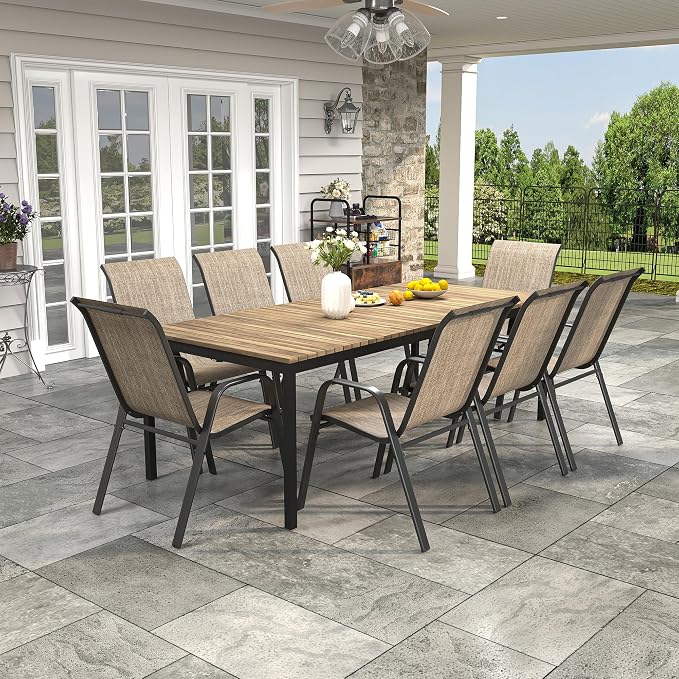 Patio Chairs Set of 8, Stackable Outdoor Dining Chairs - Image 6
