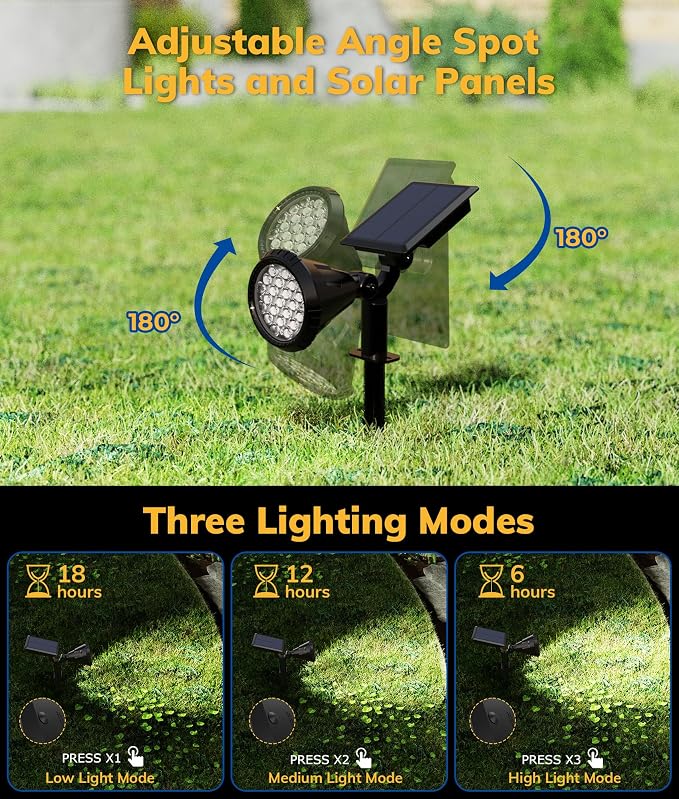 Solar Spot Lights for Outside, 21 LED Outdoor Solar Lights for Yard, 4 Pack - Image 6