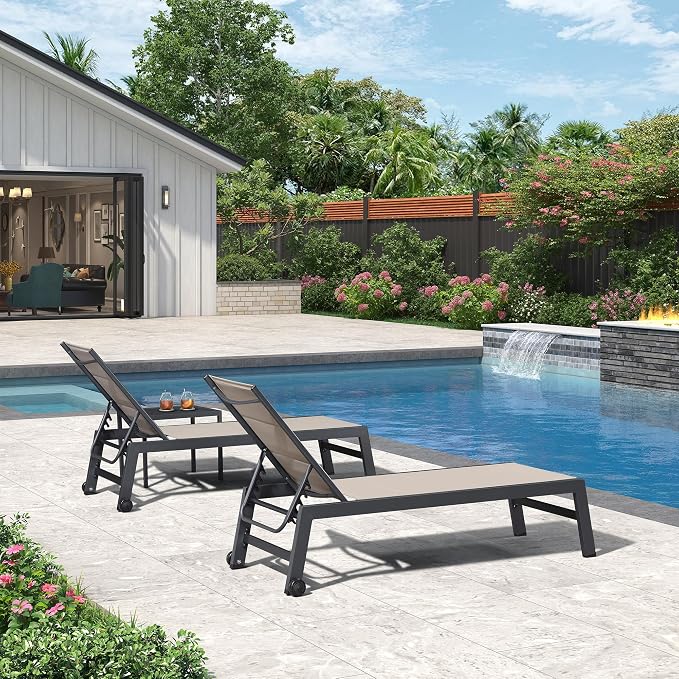 PURPLE LEAF Outdoor Patio Chaise Lounge Set of 2 Aluminum Lounge Chair - Image 9