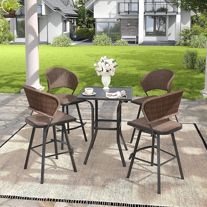 VICLLAX Patio Bar Height Table, Outdoor Square Bistro Table - Image 7