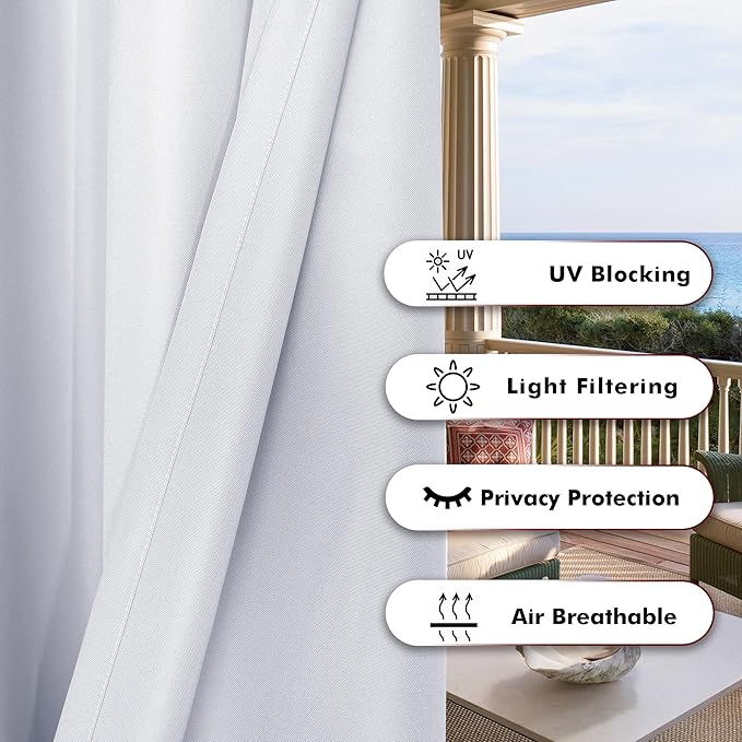BONZER Outdoor Curtains for Patio Water Resistant Heavy Privacy Light Filtering - Image 4