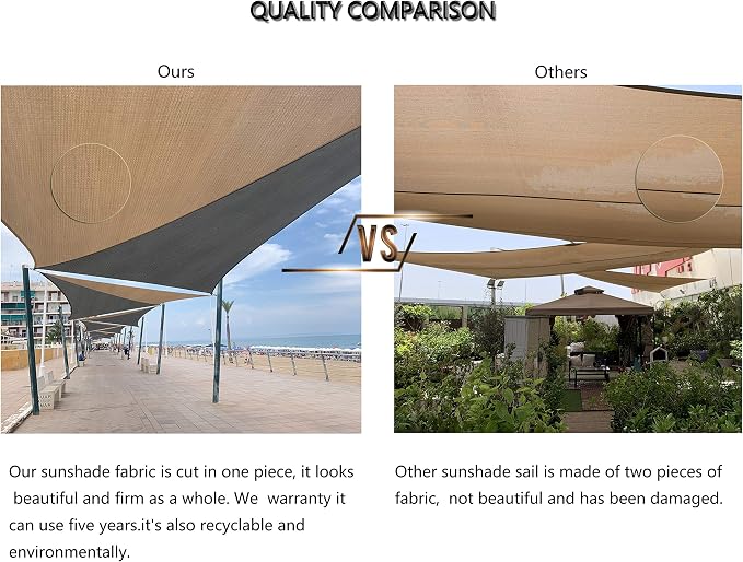 Tronssien Rectangle 10'x13' Sun Shade Sail, 95% UV Blockage Canopy Awning - Image 5