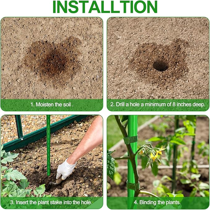 WAENLIR Garden Stakes 72 inch 6ft Sturdy Tomato Stakes, Plant Stakes - Image 5