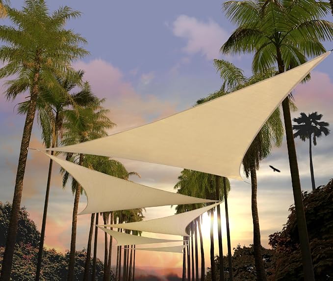 Amgo Custom Size 22' x 22' x 22' Beige Triangle Sun Shade Sail Order to Make by Amgo