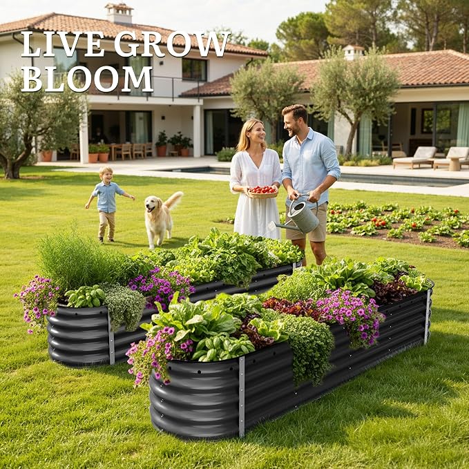 YITAHOME 17" Tall 9 in 1 Raised Garden Bed Kit, 96x24 in Large Galvanized Metal - Image 2