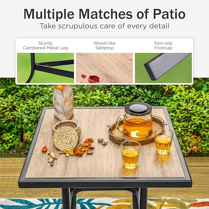 PHI VILLA Patio Bar Table, Outdoor Bar Height Bistro Table - Image 4