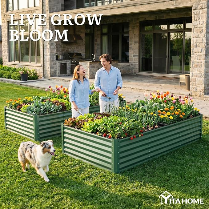 YITAHOME 8x4x1.5 ft Galvanized Raised Garden Bed Kit, Large Metal Planter Box - Image 2