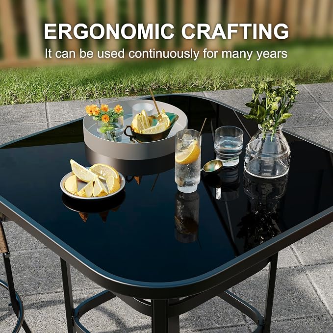 3 PCS Patio Swivel Bar Stools Set, 3 Piece Swivel Outdoor Table and Chairs Bar - Image 5