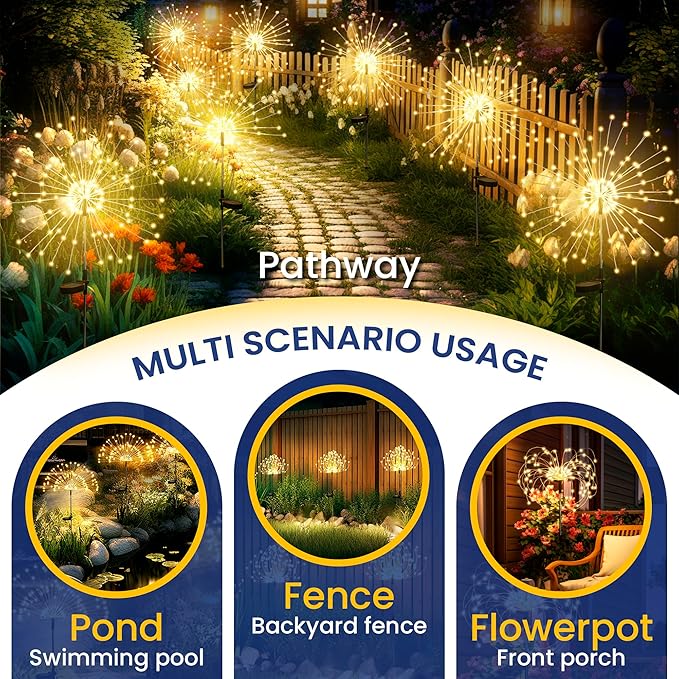 GIGALUMI Garden Decor Outdoor Lights 120LED 6Pack, Solar Garden Lights - Image 5