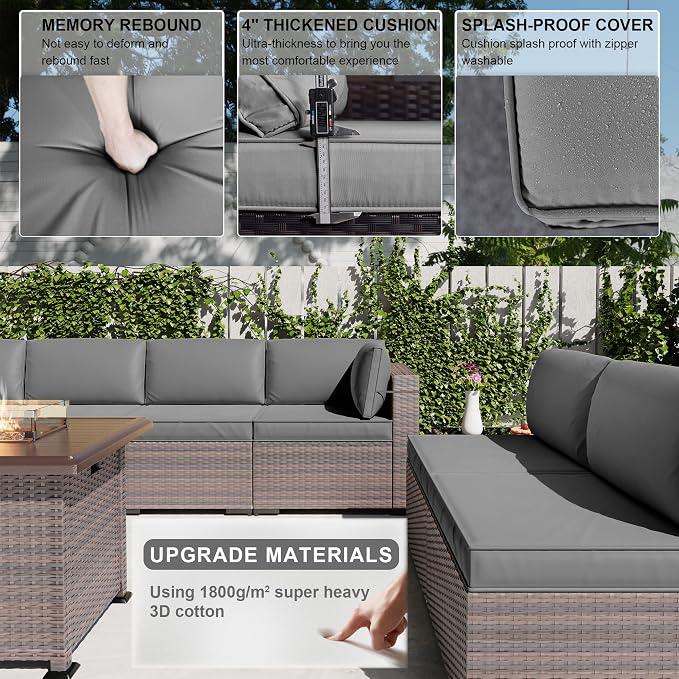 Kullavik 10 Pieces Outdoor Patio Furniture Set - Image 4