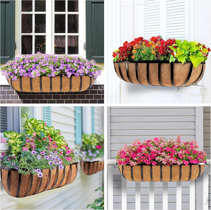 HFHOME 4 Pcs 24" Window Box Deck Railing Planter - Image 5