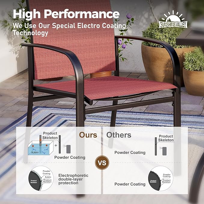 5 Piece Patio Dining Set for 4, Outdoor Table and Chairs Set for Lawn, Backyard - Image 5