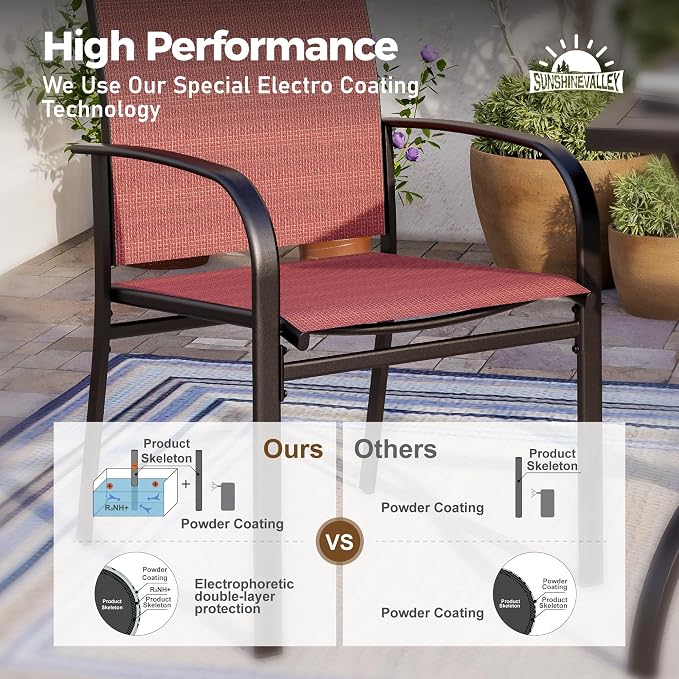 Patio Dining Set 9 PCS, 8 Stable Outdoor Dining Chairs - Image 4