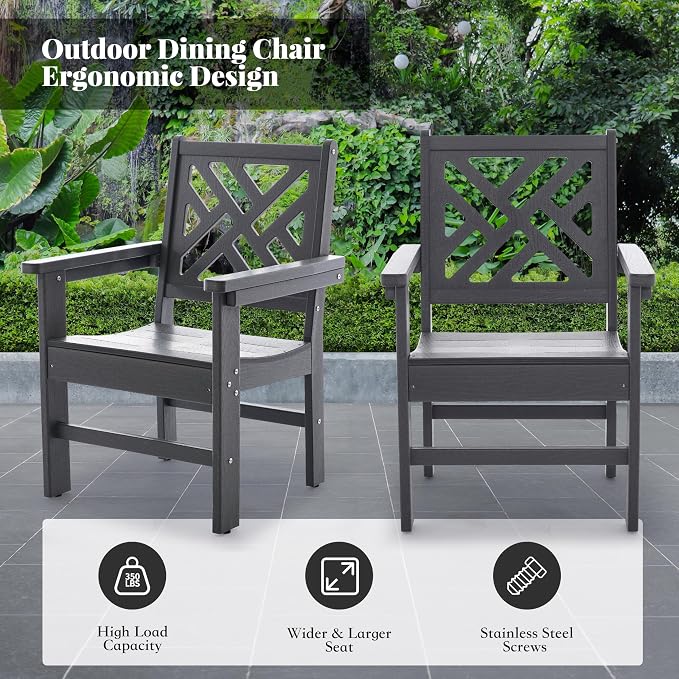 HDPE Dining Table Set for 6, 7-Piece Outdoor Table and Chairs Include 6 Dining - Image 5