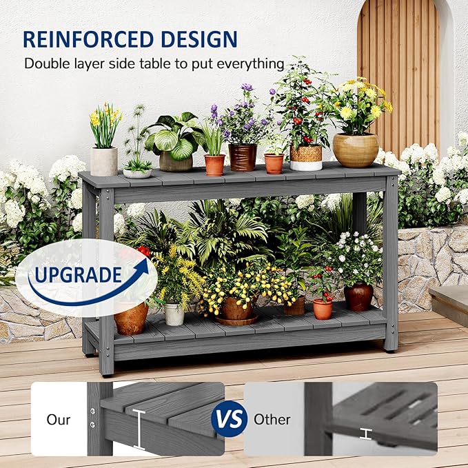 Outdoor Console Table, 440LBS Weight Capacity, 2-Tier Multifunctional Buffet - Image 4