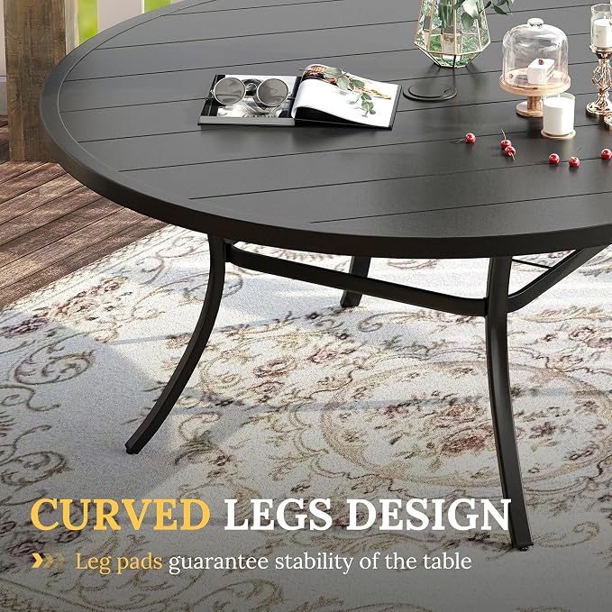 VICLLAX Patio Dining Set for 8, Outdoor Furniture Set Includes 53" Round Patio - Image 4
