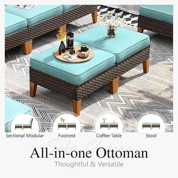 Sophia & William Patio Furniture Set, 10 Piece Half Moon Outdoor Wicker - Image 6