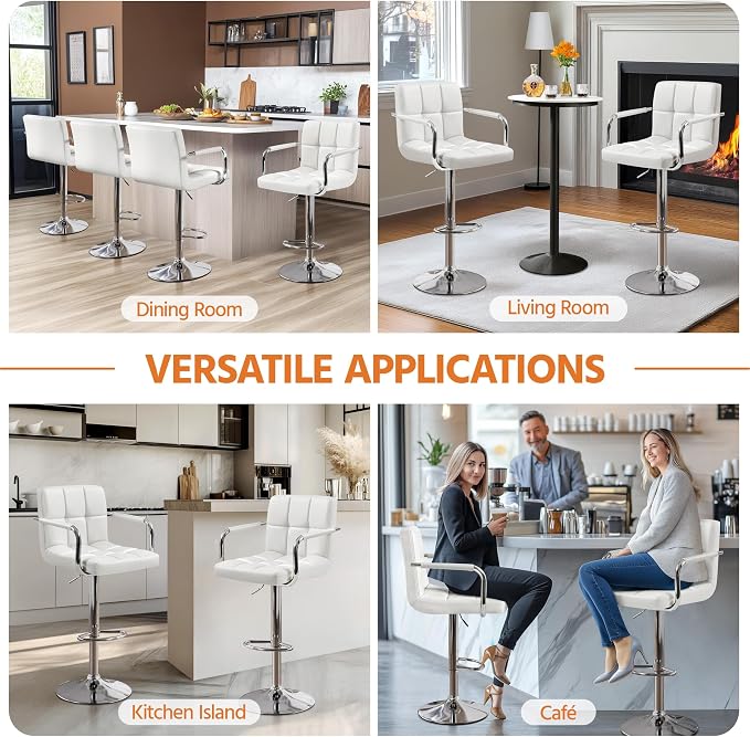 Yaheetech Bart Stools Set of 4, PU Leather Adjustable Barstools - Image 6