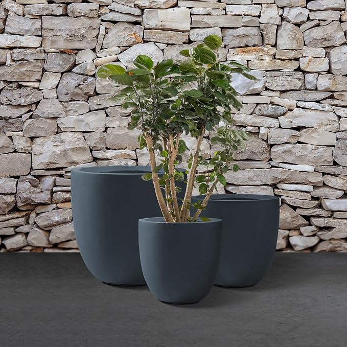 Kante 20", 13.4" Dia Round Concrete Planters, Outdoor Indoor Modern Decorative - Image 9