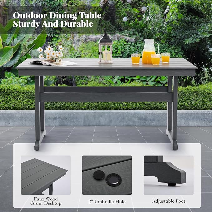 HDPE Outdoor Dining Set, 6-Piece Outdoor Table and Chairs Include 4 Dining - Image 4