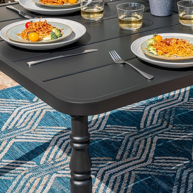 NUU GARDEN Weather-Resistant Outdoor 61” x 37” Rectangle Metal Dining Table - Image 4