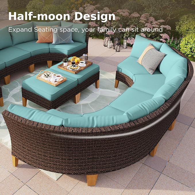 PHI VILLA Half Moon Patio Furniture Set - Image 3