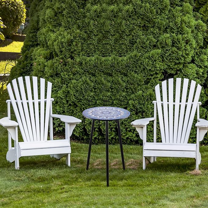 Metal Outdoor Side Tables Set of Two Small Outside Round End Table - Image 8