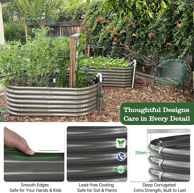A ANLEOLIFE 6X3X2 ft Galvanized Raised Garden Beds Outdoor, Oval Large Metal - Image 4