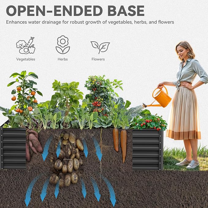 YITAHOME 8x4x2 ft 4pcs Galvanized Raised Garden Bed Kit, Large Metal Planter Box - Image 4