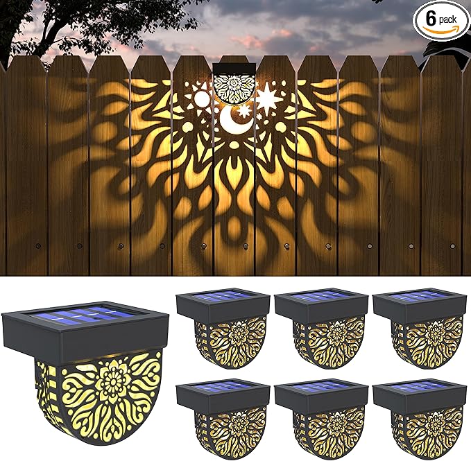 Solar Fence Lights 6 Pack Solar Deck Lights Waterproof LED Powered Step Wall by Gardsee