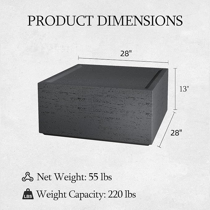UPHA Outdoor Square Coffee Table, Small Modern Minimalist Accent Tables - Image 2