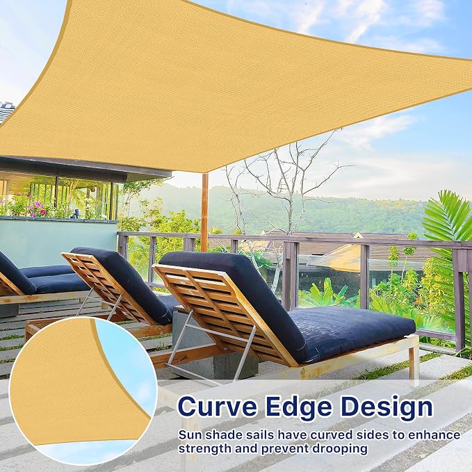 12'x12' Sun Shade Sail, UV Protection Outdoor Shade, Curved Tear Resistant - Image 5