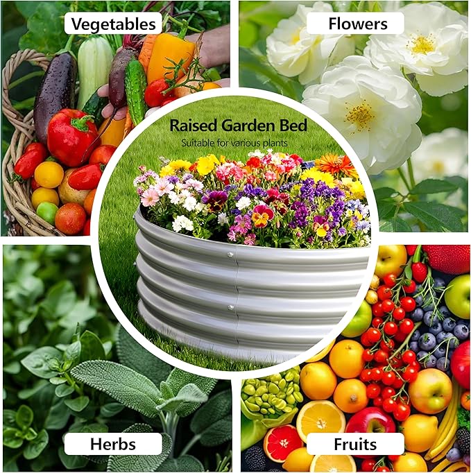 2PCS 8x4x1FT Galvanized Raised Garden Bed Kit, Vegetable Boxes-Oval Metal - Image 4