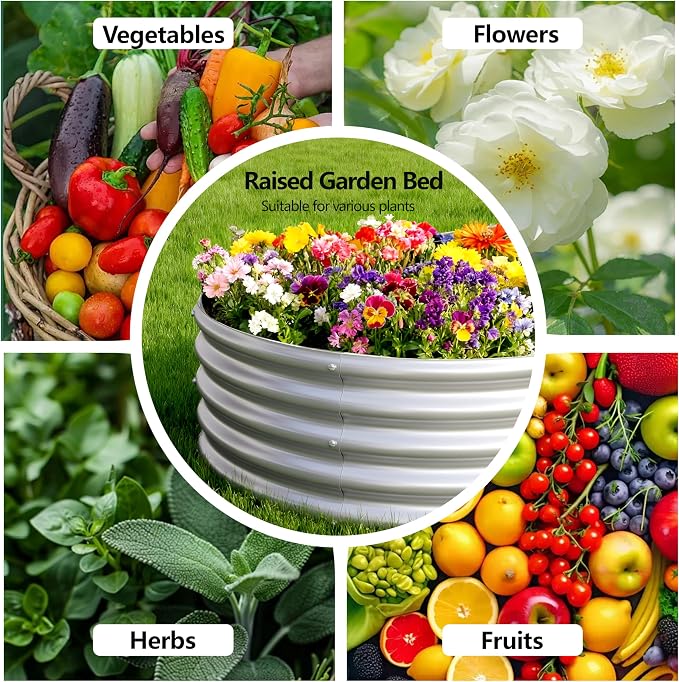 2PCS 8x2x1FT Galvanized Raised Garden Bed Kit, Vegetable Boxes-Oval Metal - Image 4