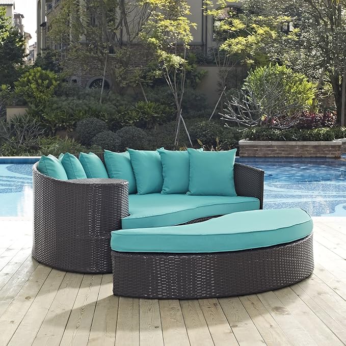 Modway Convene Wicker Rattan Outdoor Patio Poolside Sectional Sofa Daybed by Modway
