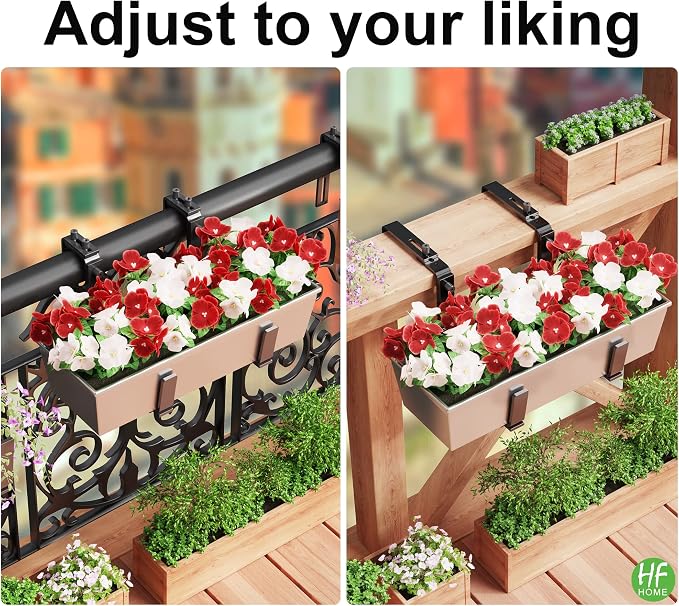 HFHOME 4PCS Adjustable Planter Window Box Planters Hanging Flower Box Holders - Image 5