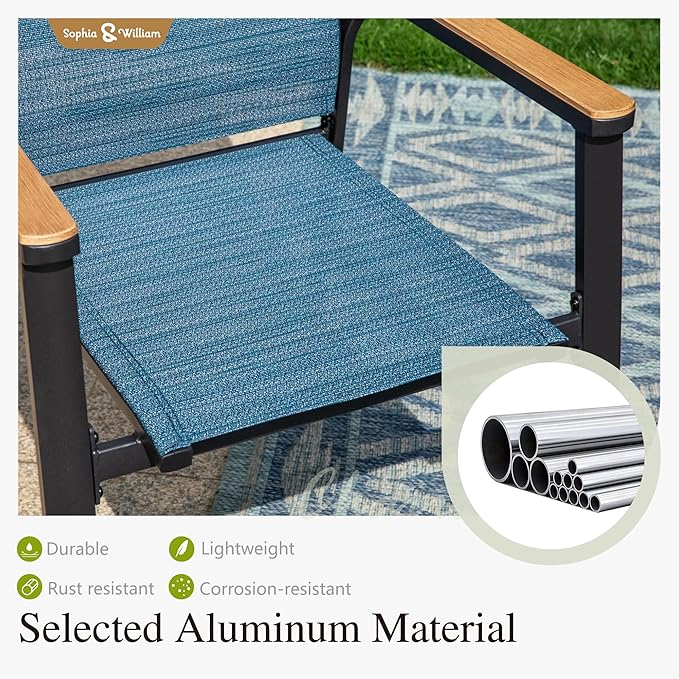 Sophia & William Outdoor Dining Set 7 Pieces, 6 Aluminum Stackable Chair - Image 3
