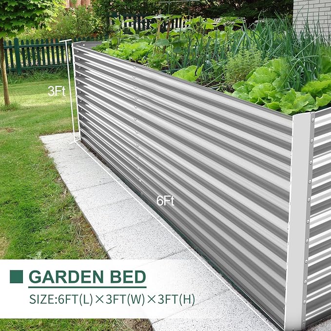 Land Guard 8x4x3ft Rectangular Galvanized Raised Garden Beds, Large-Capacity - Image 4