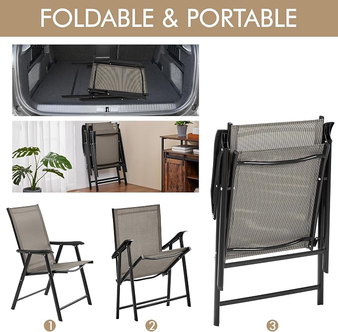 Yaheetech Outdoor Patio Chairs Set of 4, Portable Dining Chairs - Image 4