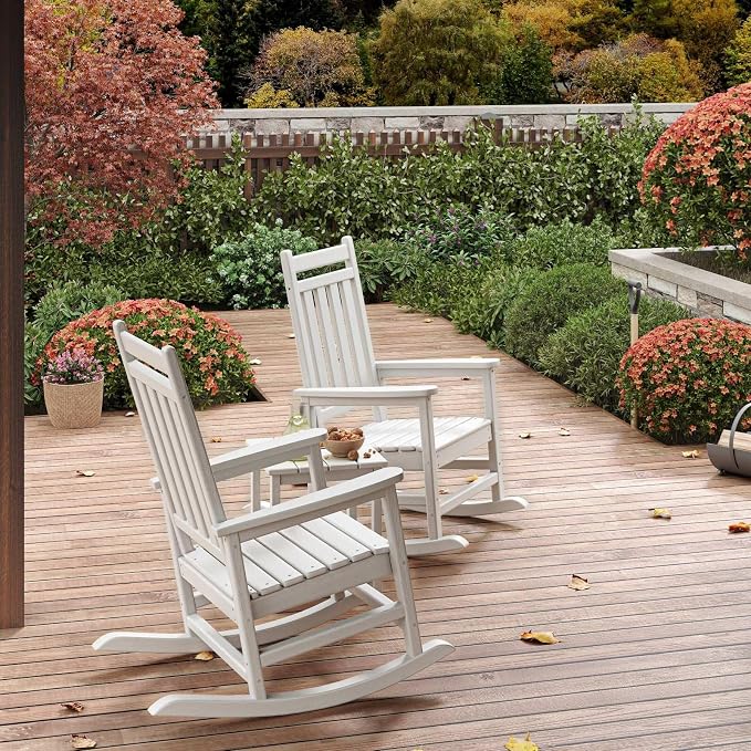 HDPE Rocking Chair Outdoor- Poly High Back Porch Rocker Chairs - Image 7