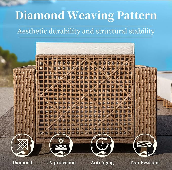 2 Pieces Patio Furniture Set, Outdoor Rattan Wicker Armchairs - Image 5