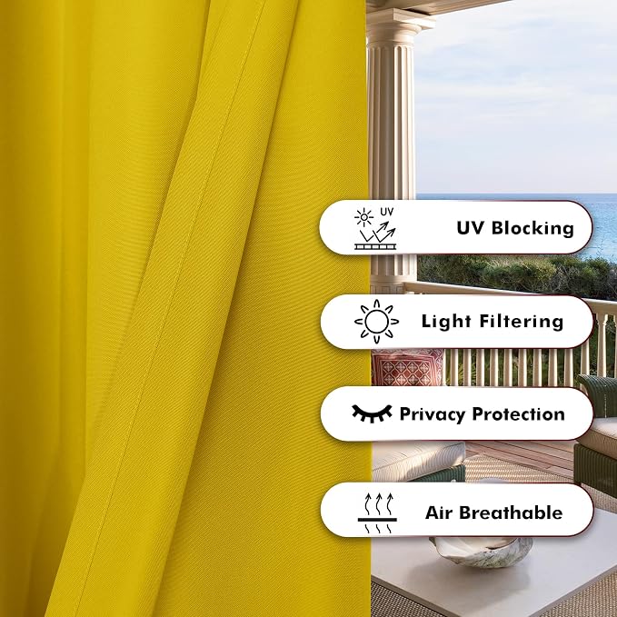 BONZER Outdoor Curtains for Patio Waterproof Thick Privacy Grommet Light - Image 4