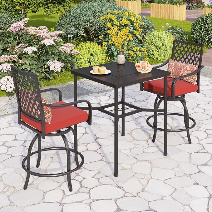 PHI VILLA 5 Piece Outdoor Bar Furniture Set, Counter-Height Patio Bistro Table - Image 8