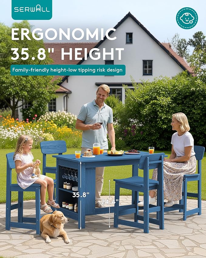 SERWALL 10-Piece HDPE Counter Height Dining Table Sets - Image 3