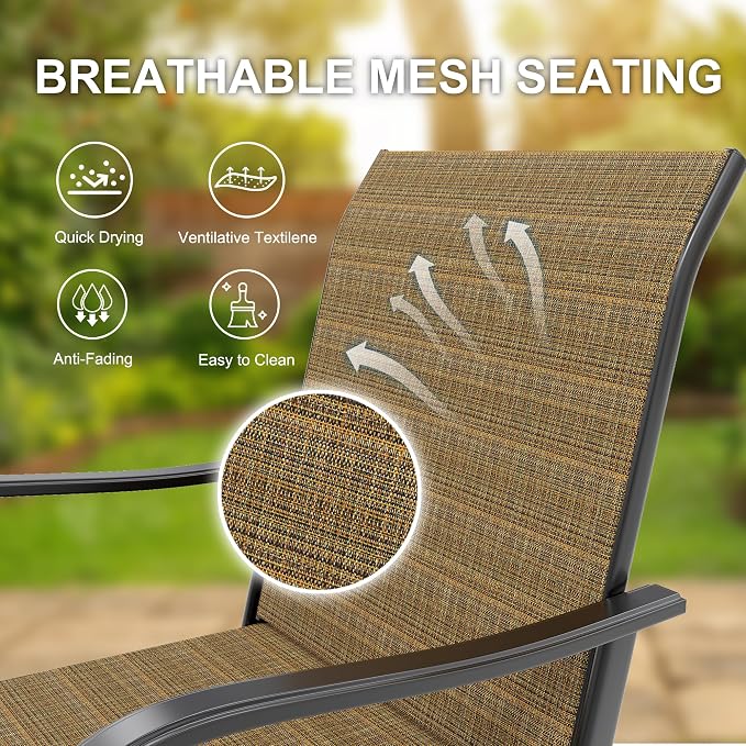 GarveeLife 4 Piece Outdoor Swivel Bar Chairs, Patio High Swivel Bar Stools - Image 4