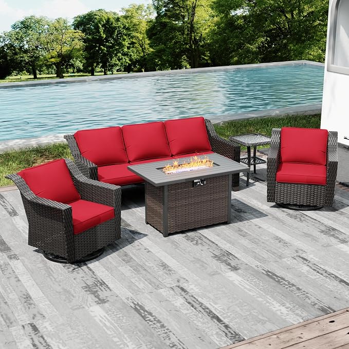 Joyside Wicker Patio Furniture Sets, 5 Pieces Upgraded Large Size Outdoor - Image 7