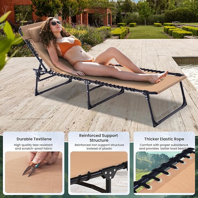 Folding Chaise Lounge Chair - 400lb Capacity - Image 3