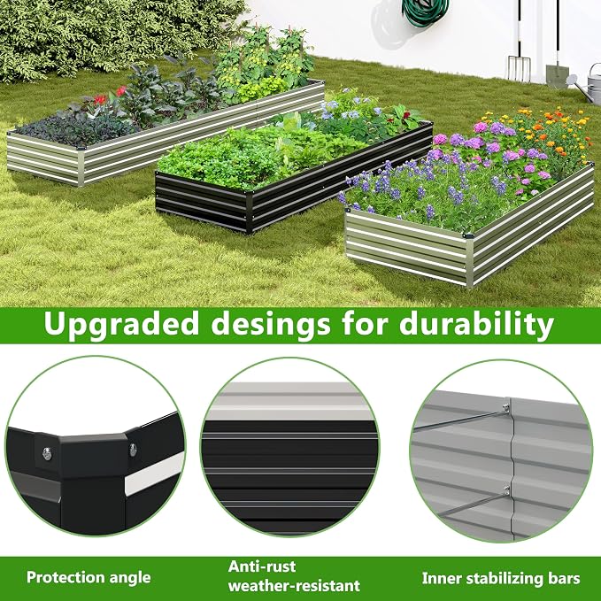 2PCS 9x3x1ft Galvanized Raised Garden Bed Kit, Galvanized Planter Raised Garden - Image 5