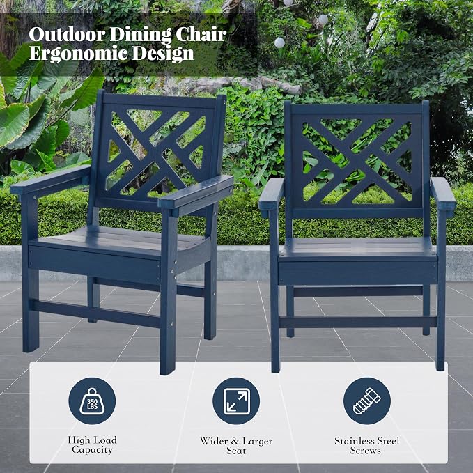 HDPE Outdoor Dining Set, 10-Piece Outdoor Table and Chairs Include 8 Dining - Image 5